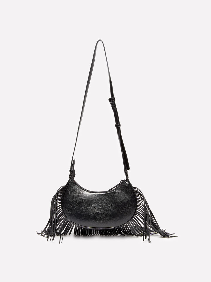 Bolsa de tiracolo preta com franjas - null - Preto | Sisley image number 3